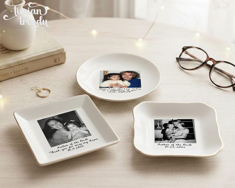 Personalized Mom Photo Jewelry Dish: Ceramic Trinket Tray Gift for Mom, Thank You Grandma, Birthday Ring Dish Gift, Mom Gift from Daughter - Image 5