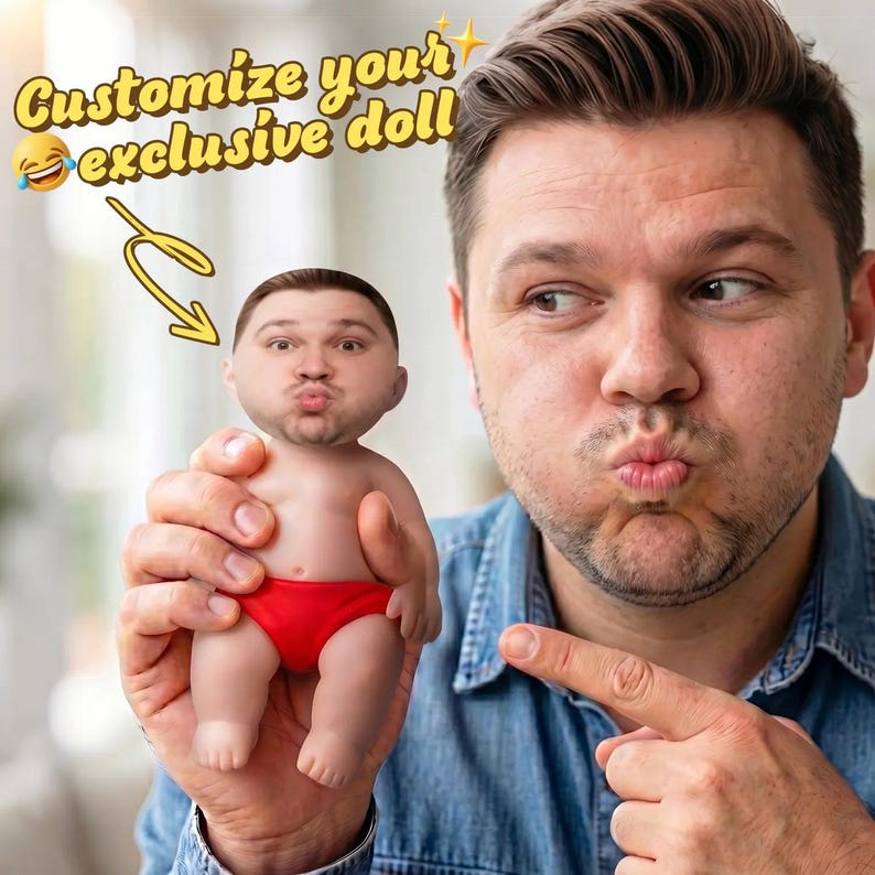 Custom Face Stress Doll – Custom Squishy Stress Relief Toy, Funny Desk Gift for Dad, Husband, Boyfriend & Coworkers - Image 5
