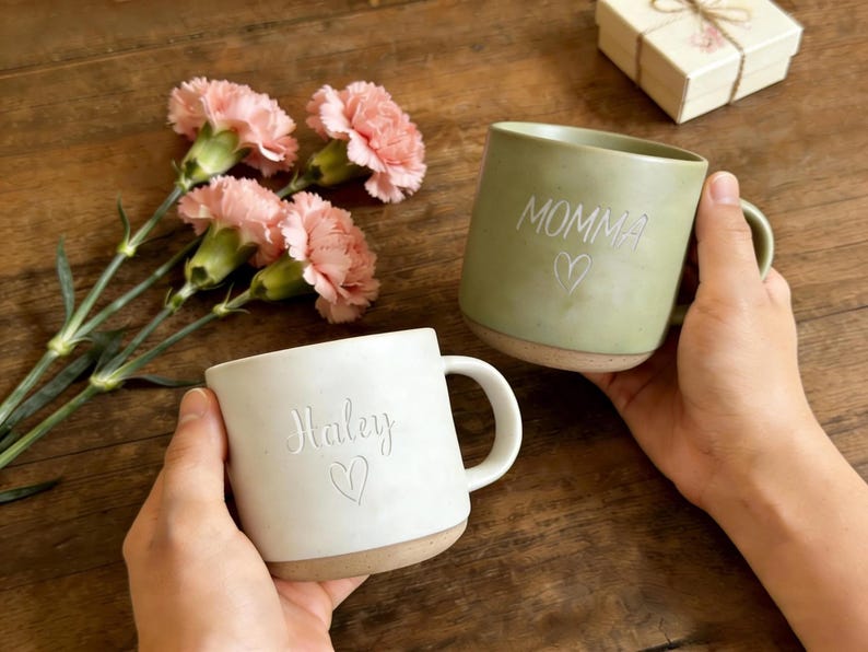 Custom Engraved Ceramic Coffee Mug Personalized Gift for Mom Mother's Day Present, Unique Text Cup Keepsake Gift for Her Holiday, Custom Mug