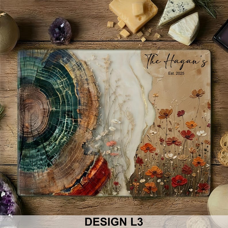 Personalized Charcuterie Board Wildflower Wood Look Cutting Board Unique Wedding Gift For Couple Bridal Shower Gift Engagement Gift for Her - Image 5
