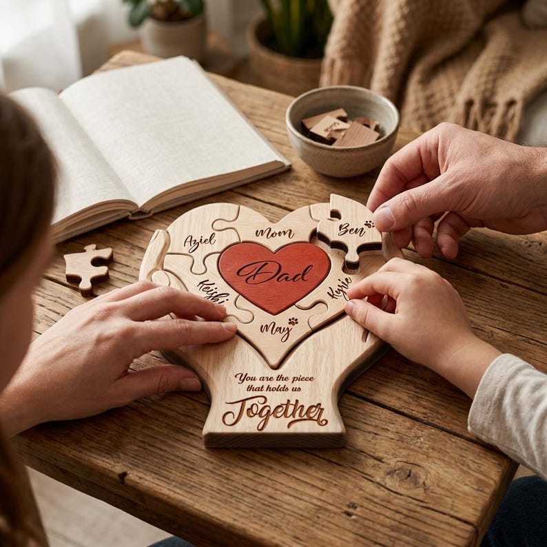 Personalized Mothers Day Wooden Puzzle, You Are The Piece That Holds Us Together Sign, Custom Gift For Mom From Kid, Printed Family Puzzle - Image 6