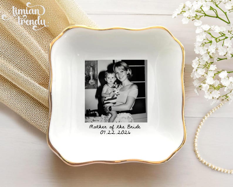 Personalized Mom Photo Jewelry Dish: Ceramic Trinket Tray Gift for Mom, Thank You Grandma, Birthday Ring Dish Gift, Mom Gift from Daughter - Image 3