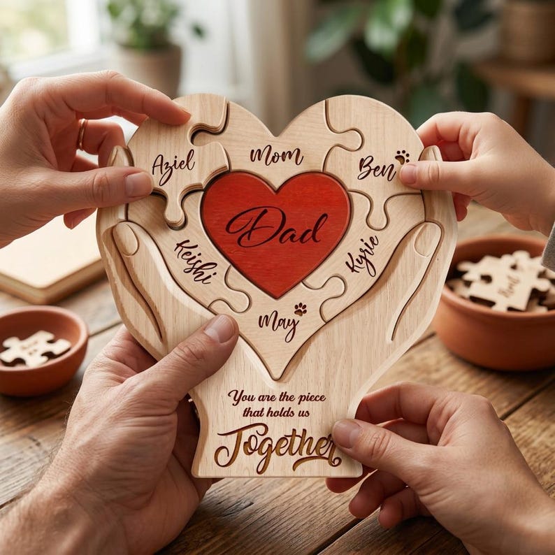 Personalized Mothers Day Wooden Puzzle, You Are The Piece That Holds Us Together Sign, Custom Gift For Mom From Kid, Printed Family Puzzle - Image 4