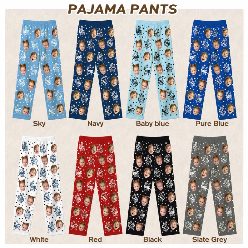 Custom Face Pajama Pants, Photo Gift for Dad Mom - Image 6