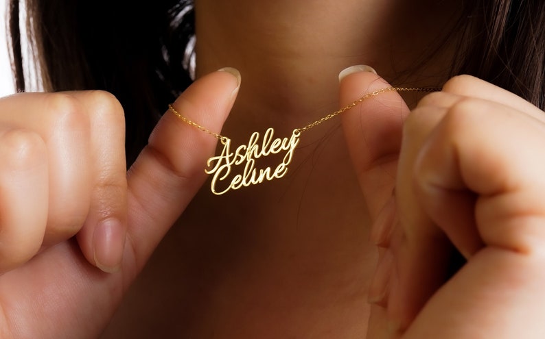 Personalized Two Name Necklace, Double Pendant, Dainty Custom with, Couple Jewelry, Birthday Gift, Bridesmaid, Christmas