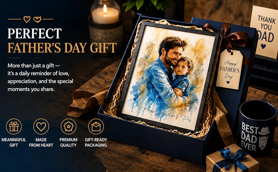 Custom Watercolor Portrait Photo For Dad