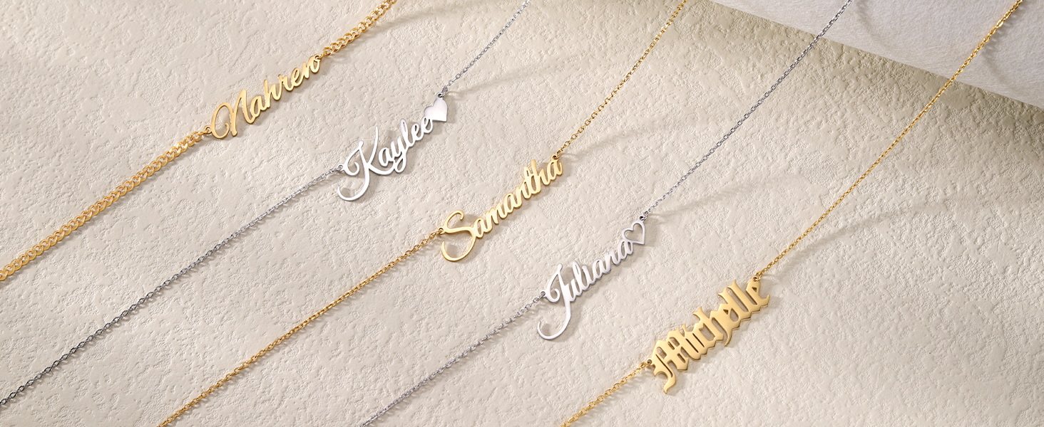 18K Gold Plated Nameplate Customized Jewelry Gift for Women